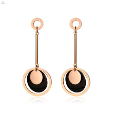 Rose Gold Black Drop Statement Chandelier Earrings